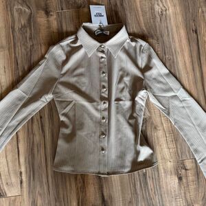 Nordstrom Women's Cream and Tan Blouse